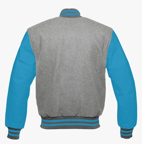 Letterman Style Vasity Jacket Men Wool Snap Closure Leather Sleeves image 12