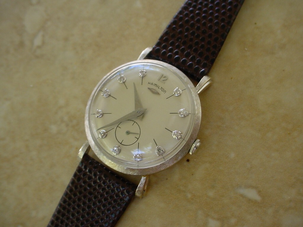 Hamilton 14K White Gold, Diamond Dial, Cal. 770 22 Jewels, 32.4 mm.