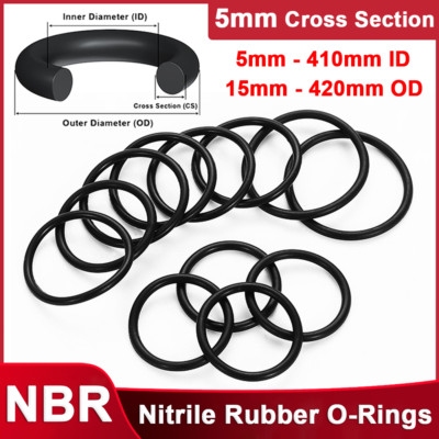 5mm Cross Section NBR Nitrile Rubber O Ring 5mm-410mm ID Oil Resistant Seals