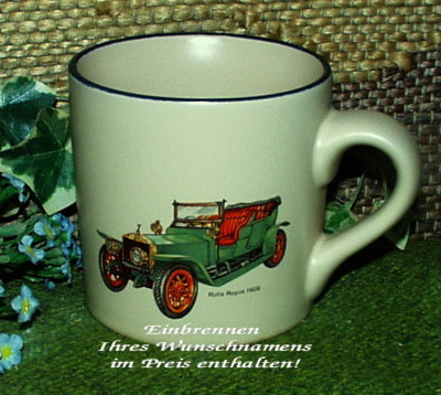 TU-096- Tasse mit Motiv - mit Wunschname - 2 Motive - Rolls Royce 1909 Oldtimer