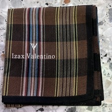 MAN HANDKERCHIEF COTTON ART POCKET SQUARE 17" CLASSIC TWO TONE BROWN STRIPED VTG