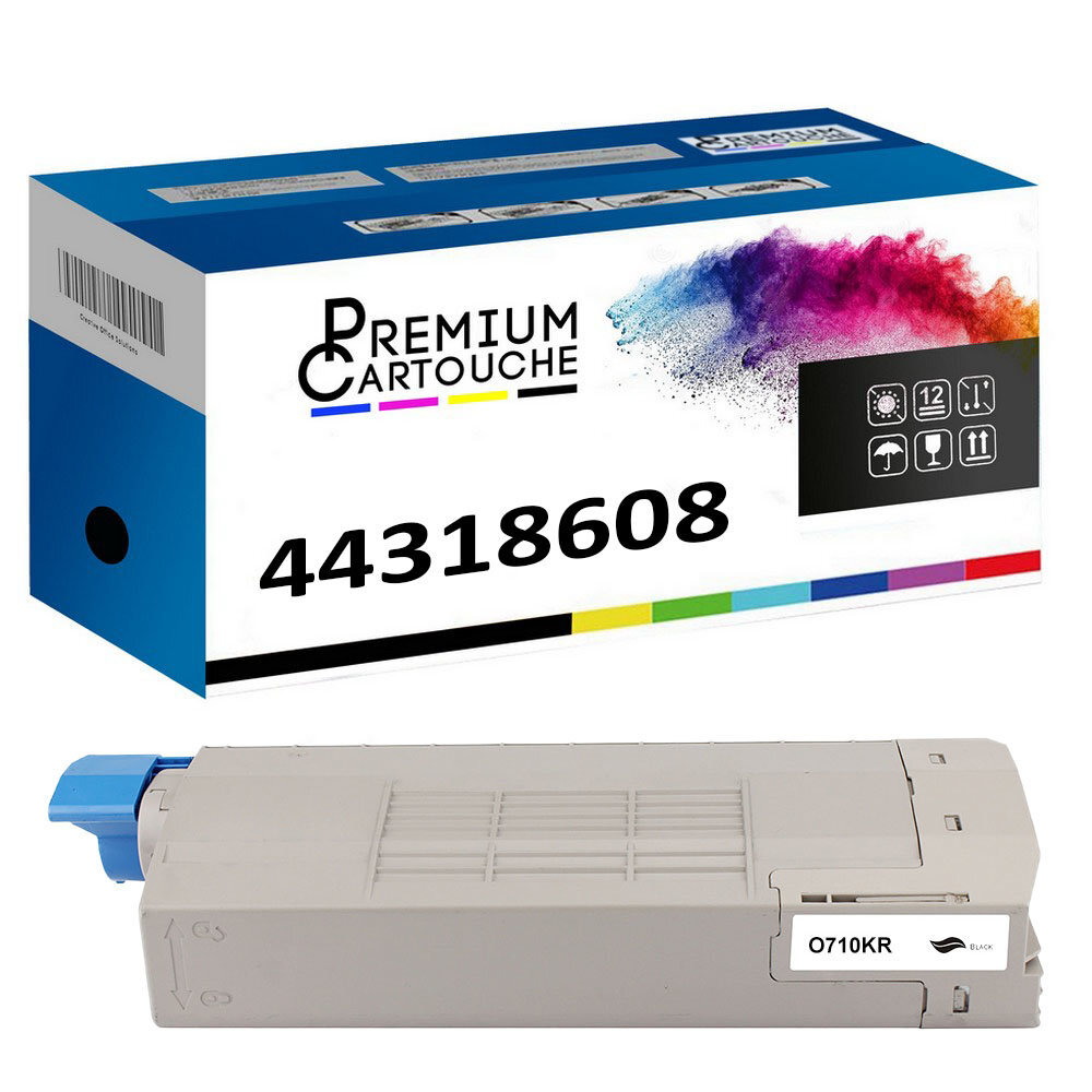 Toner 44318608 Noir Compatible pour Imprimante Laser OKI Consommable Bureau Économique