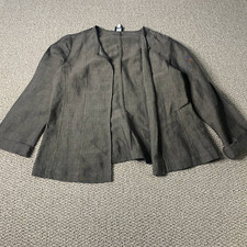 Eileen Fisher Womens Jacket Blazer Size Small Brown Linen Blend Open Front