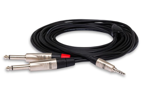 Hosa Pro Series "Y" Cable, 3.5mm TRS Male to Dual 1/4" TS Male, 6 ft., HMP-006Y - 第 1/4 張圖片