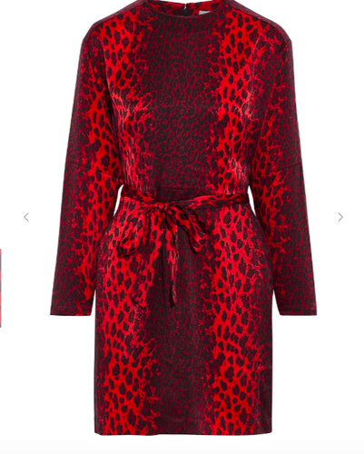 Mini robe en soie imprimée léopard Equipment Gerada taille 00 femme rouge rubis 495 $
