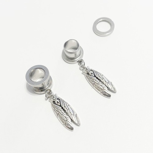 Cicada Close Wings SCREW ON CHARM TUNNELS For STRETCHED EARS.2g, 0g TO 1" - Picture 4 of 12