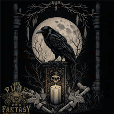 Camiseta para hombre Moon & Crow gótica gótica vikingos calavera cuervo 100 % algodón