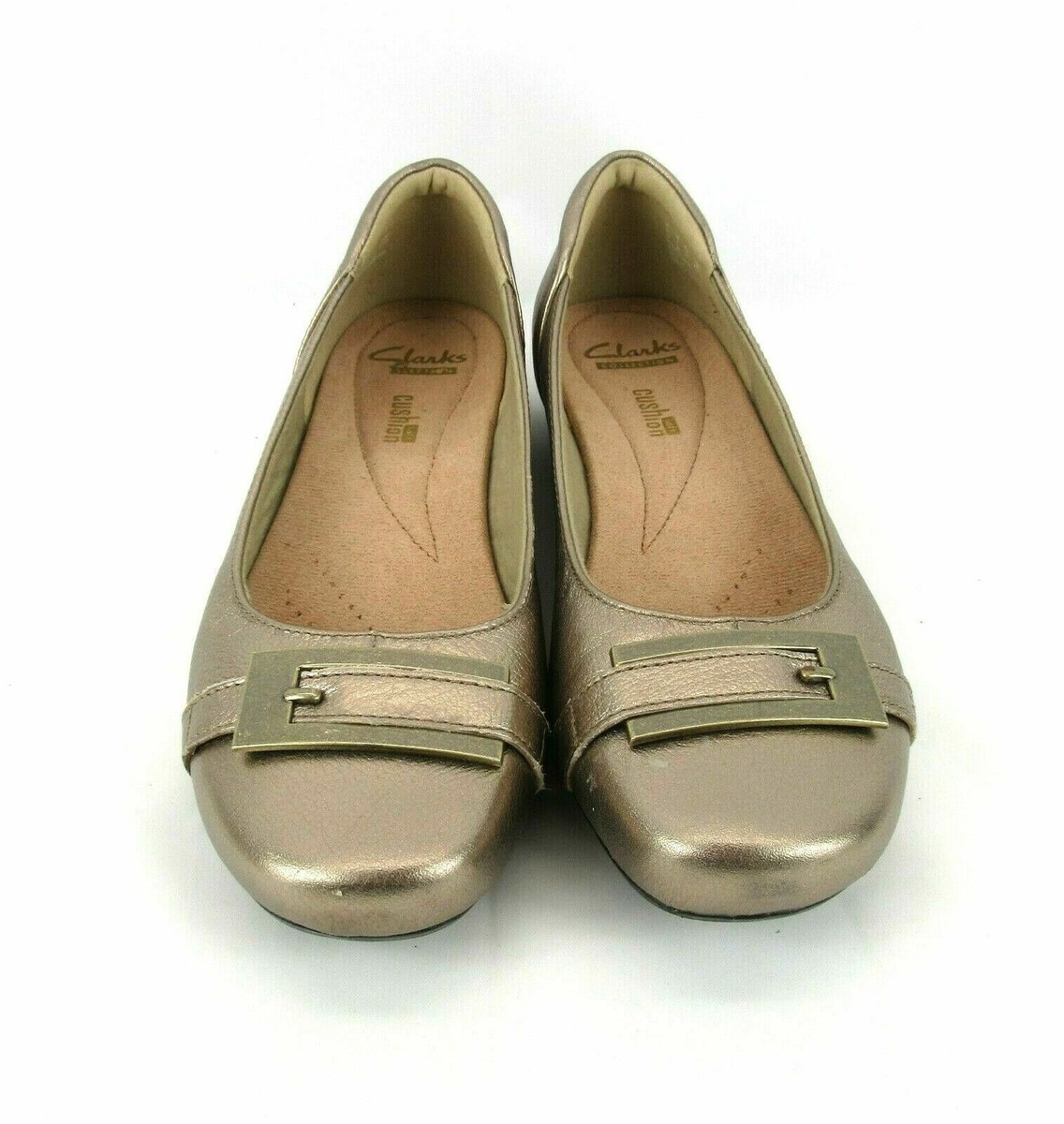 Clarks Blanche Womens Size 6 M Gold Leather Buckle Trim