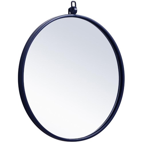 Elegant Decor Eternity 18" Round Mid Century Metal Frame Hooked Mirror in Blue - 第 3/7 張圖片