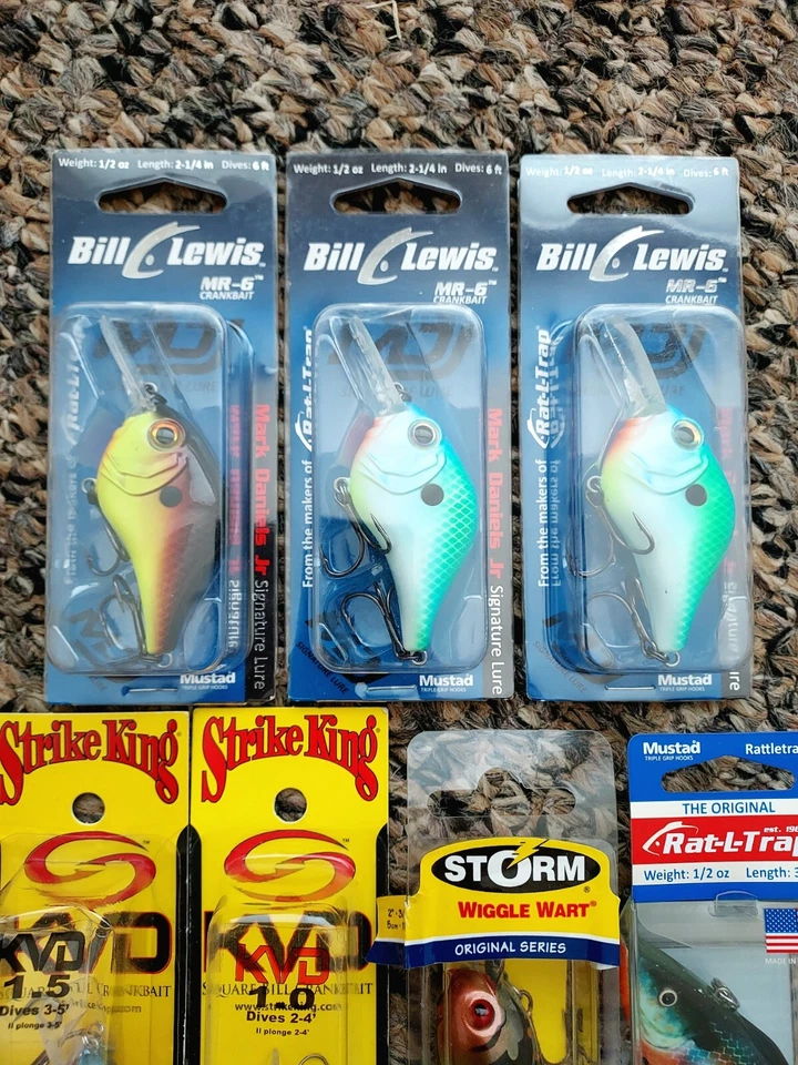 Лот рыболовных приманок Bill Lewis MR-6 & Rat-L-Trap Strike King KVD Storm Wiggle Wart - Изображение 2 из 4