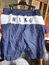 Vintage Nike Board Shorts Mens Medium Swim Suit Trunks Big Logo Blue White 90’s