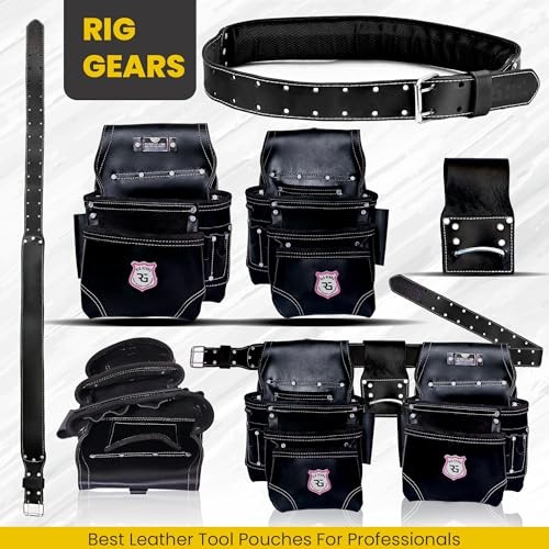 Professional 11 Pockets Leather Tool Pouch Bags/Carpenter Tool Standard Black