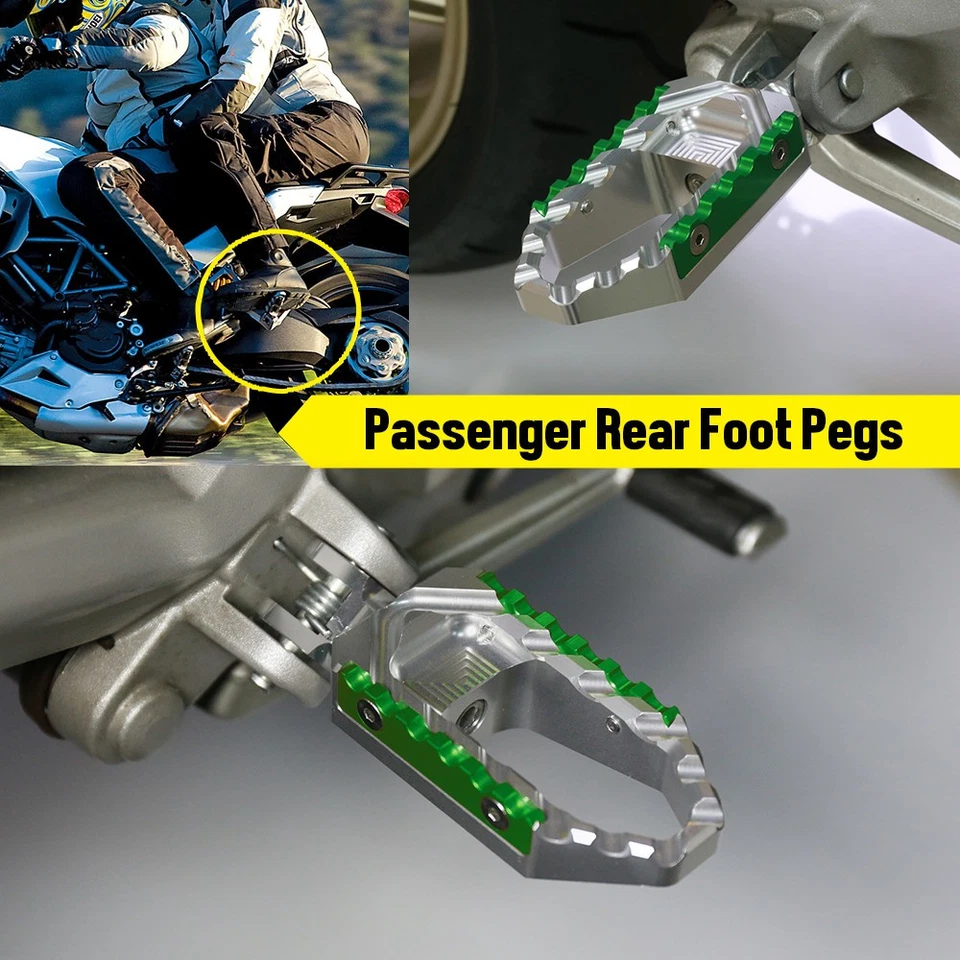 Clavijas anchas traseras de pasajero TRC plateadas para Kawasaki Ninja 650R 2009-2017 Foto 3 de 4