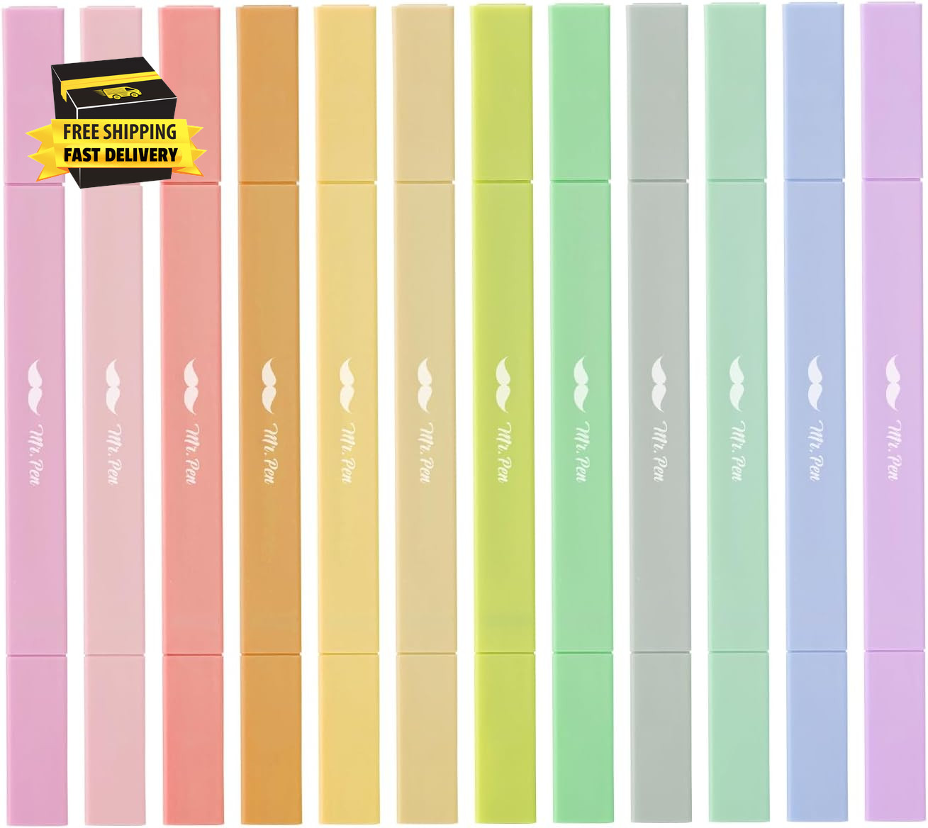 - Dual Tip Aesthetic Highlighters, 12Pack, Chisel & Fine Tip