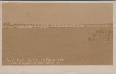 First Regiment National Guard In Camp Vermont VT Burlington Barker RPPC Postcard
