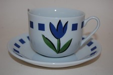 Kaffeetasse 2tlg. Tulpe Blume blau ASA Porzellan