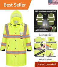 HIGH VISIBILITY REFLECTIVE ROAD WORK SAFETY RAINCOAT- ANSI CLASS 3 SAFETY JACKET