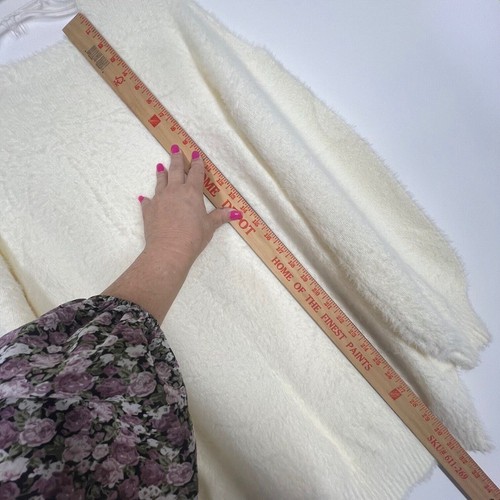 Long Soft Sweater Womens Small Cream Ivory Cozy Modest Tunic Pullover Fuzzy - Picture 5 of 7