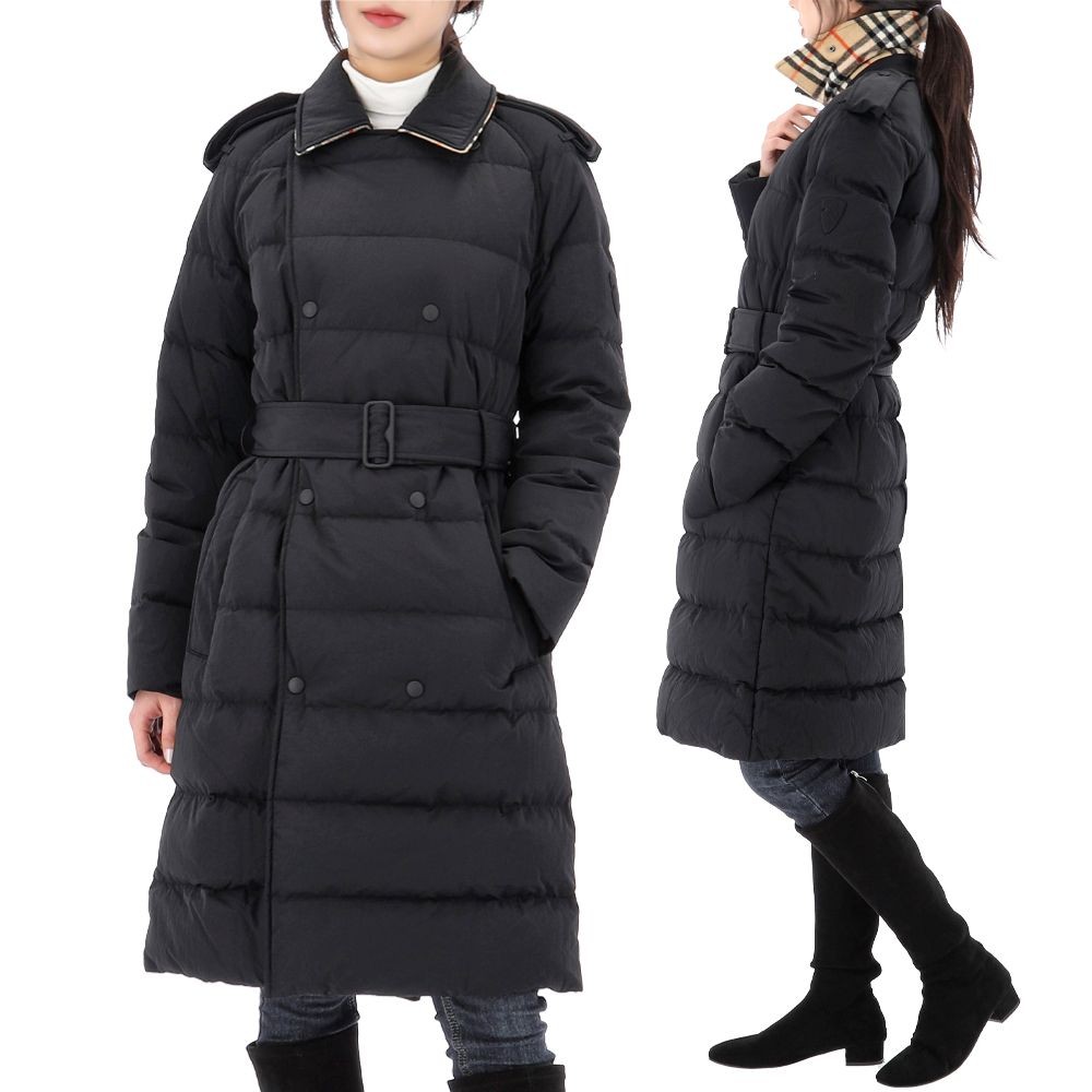 ダウンジャケット・コート BURBERRY Mid-Length Puffer Down Jacket 8097869 BLACK/SAND Burberry Mid Length Puffer Down Long Jacket 8097869 C1900