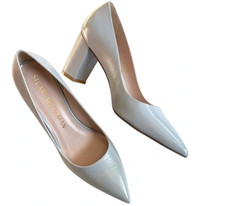 NIB Stuart Weitzman Laney 75 Gray / Caviar Pointed Pump Heel - Size 6.5 B