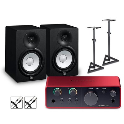 Focusrite Scarlett Solo Gen 4 with Yamaha HS Studio Monitors/Stands/Cables HS7