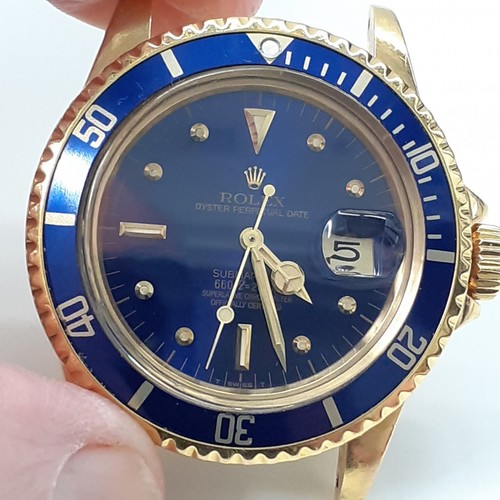Rolex Submariner 40 mm 18K Yellow Gold Blue Nipple Dial Watch 1680 Circa 1978 - Picture 6 of 12