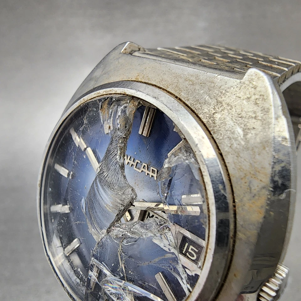 Reloj Enicar Hombre 38mm Esfera Azul Tono Plateado Día Fecha Cuerda Manual ¡¡¡¡LEER!!!!! Funciona Foto 4 de 4