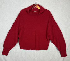Womens 100 Cashmere Ribbed Mock Neck Jumper Sweater Size Medium Red 228