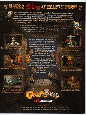 CarnEvil Arcade Game Flyer 1998 Midway Horror Shooter Promo | eBay