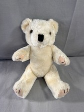 Vintage White Teddy Bear With Poseable Arms and Legs 10 Has Aged