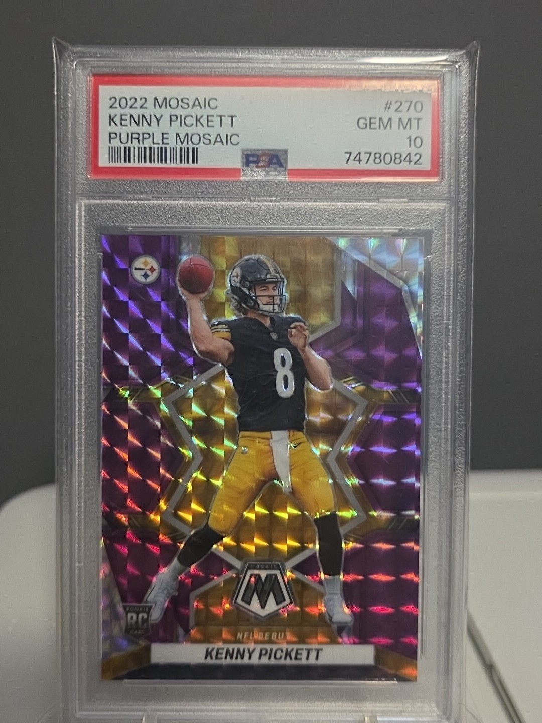 2022 Panini Mosaic #270 Kenny Pickett Rookie Purple Mosaic /49 PSA 10 GEM MINT
