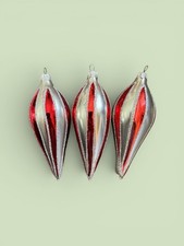 Vintage Commodore Christmas Classics Glass European 6” Teardrop Ornaments