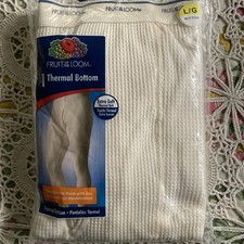 Vintage Mens Fruit Of The Loom 1pr Thermal Bottom Men's Long Johns Ivory NEW L