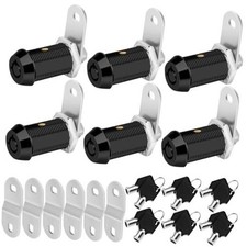 Cam Locks RV Storage Keyed Alike, 1-1/8" Fits 7/8" Max Black 1-1/8 Inch 6Pack