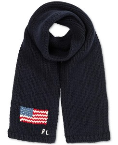 Polo Ralph Lauren Stadium Bear Patchwork Wool Intarsia USA - Flag Wool Scarf