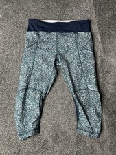 Lululemon Inspire Crop Tight II Womens CAN 8 Blue Pebble Print Luxtreme 15”