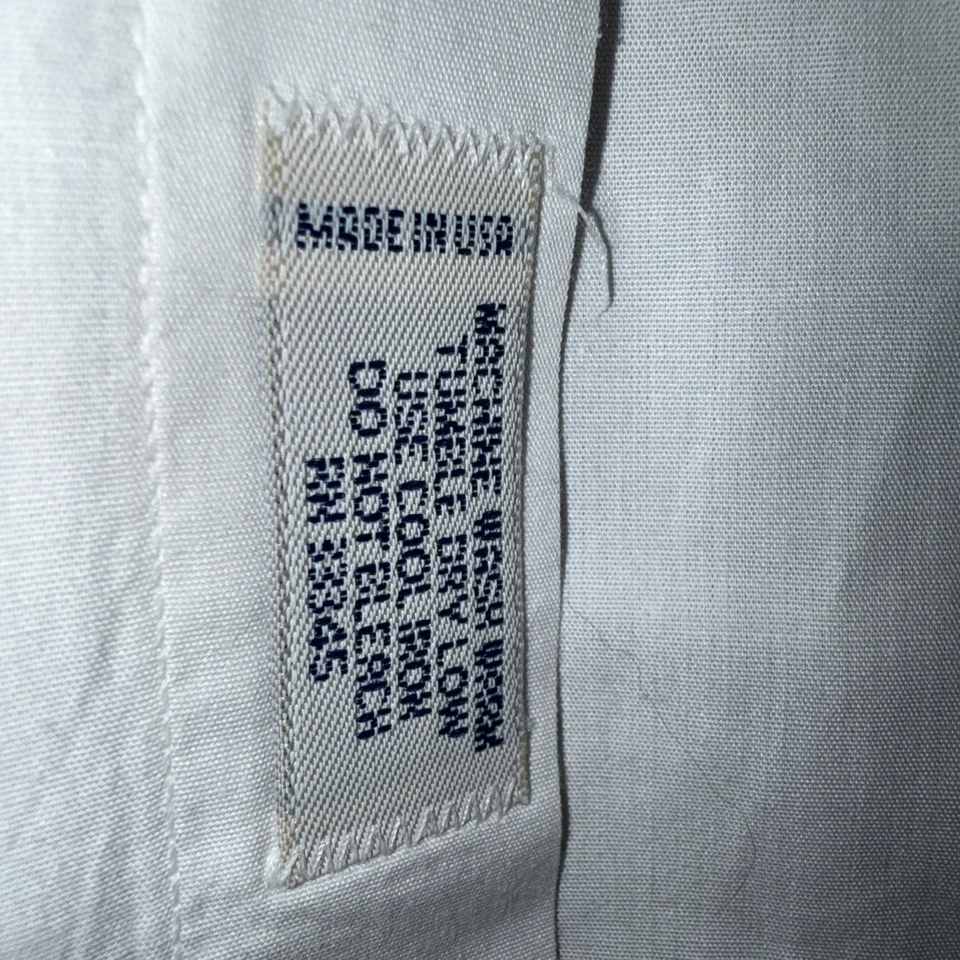Camisa de vestir blanca Danforth vintage años 60 talla 16,5 pestañas cuello a presión rara Foto 3 de 4
