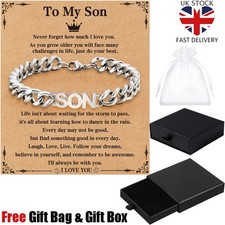 Son Gifts For Birthday Christmas 'SON' Cuban Bracelet Gift For Son From Mum Dad