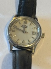 Rotary - Small round ladies silver and black wristwatch - Untested