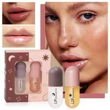 DEROL Lip Plumper Gloss Day and Night Double Effects Serum Natural Plant Extract