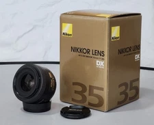 NIKON AF-S NIKKOR 35mm F/1.8 G DX SWM AF Camera Lens w/Hood MINT