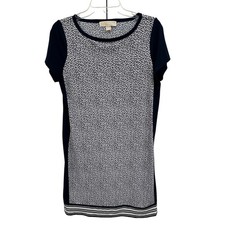 Michael Kors Navy White Floral Stripe Shift Dress Womens Medium Short