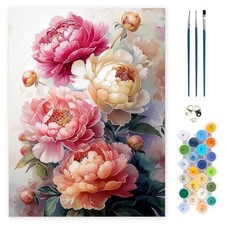 Flowers Paint by Numbers Kit for Adults, Peony Paint by Numbers for WE048
