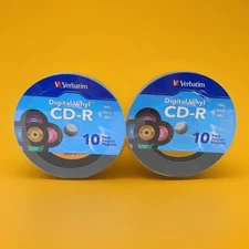 🐝2 Packs ❗️10 VERBATIM 52X CD-R Digital Vinyl 700MB Media Disc 98139