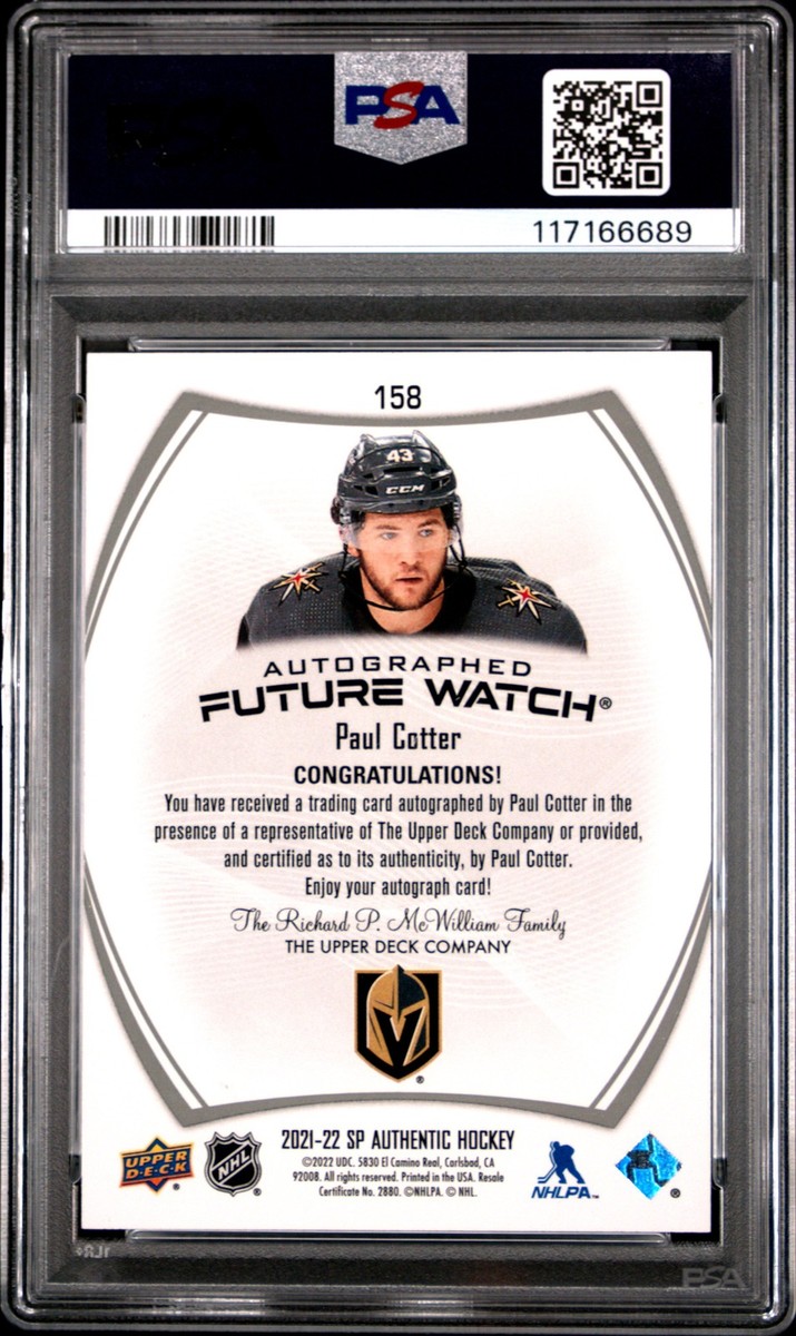 2021-22 SP Authentic - Autographed Future Watch Paul Cotter #158
