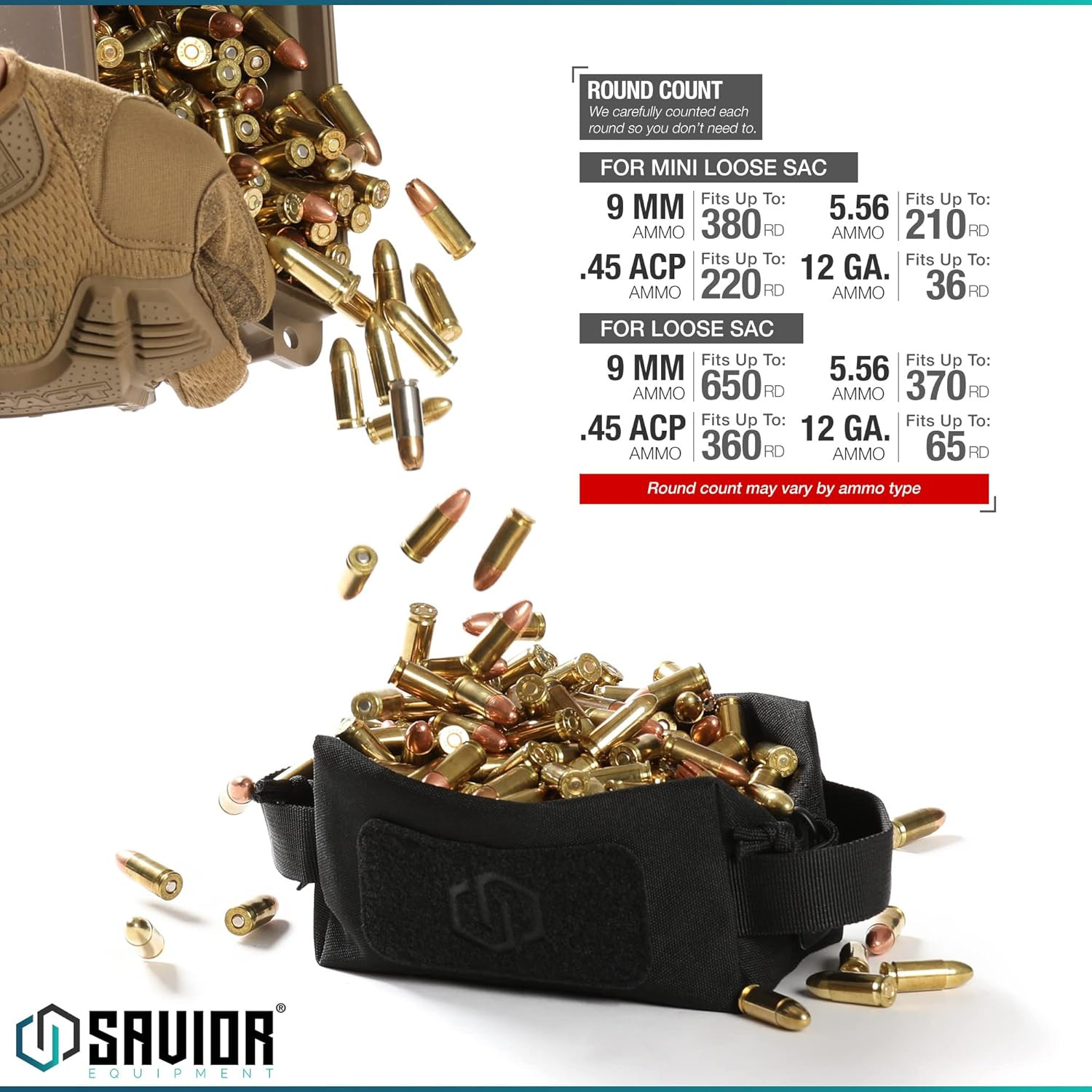 Loose Sacs 4-Pack Tactical Ammo Pouch Firearm Ammunition Carrier Bag, ID Patches