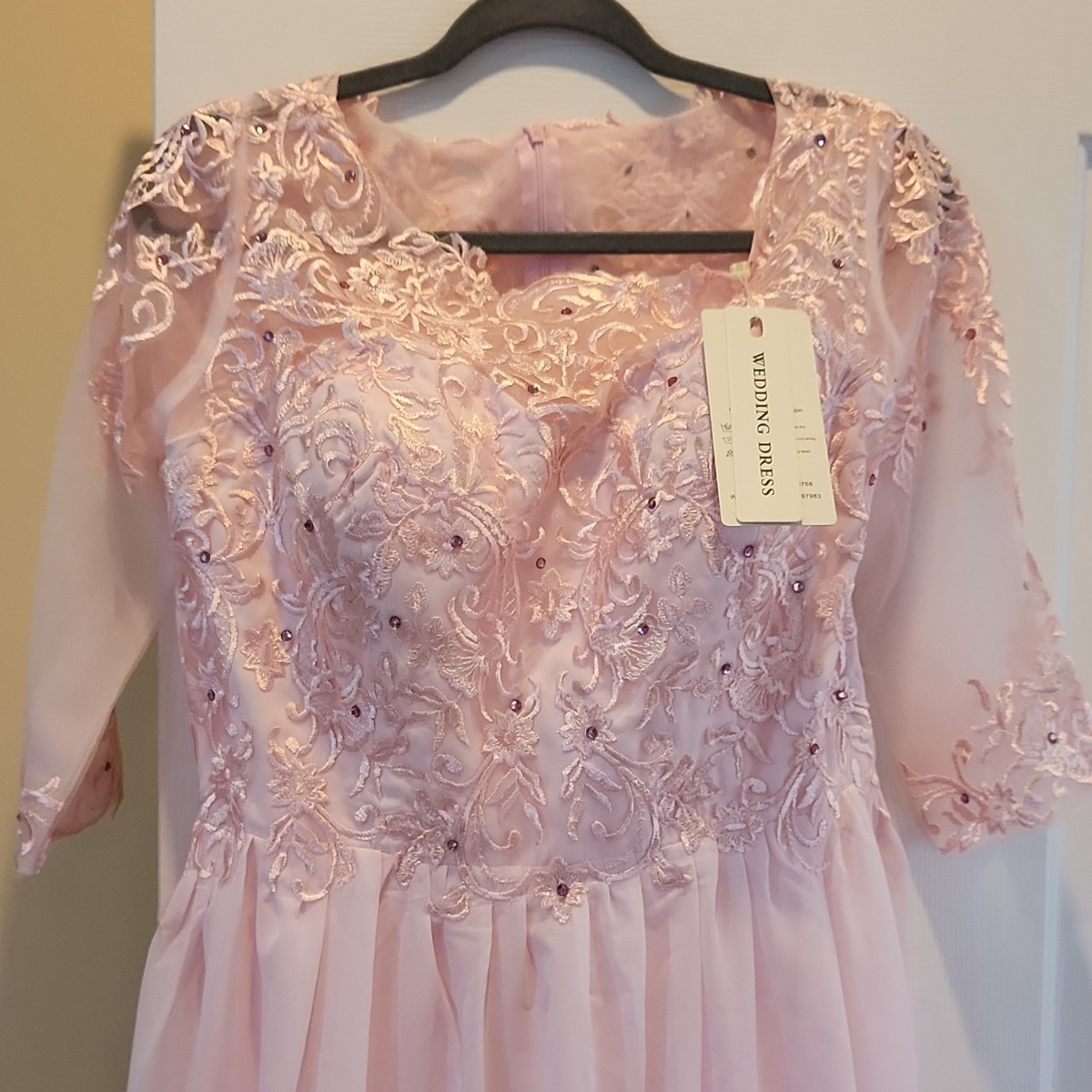 Pink Lace Polyester Formal Dress Size 14 Regular Mother of the Bride Wedding
