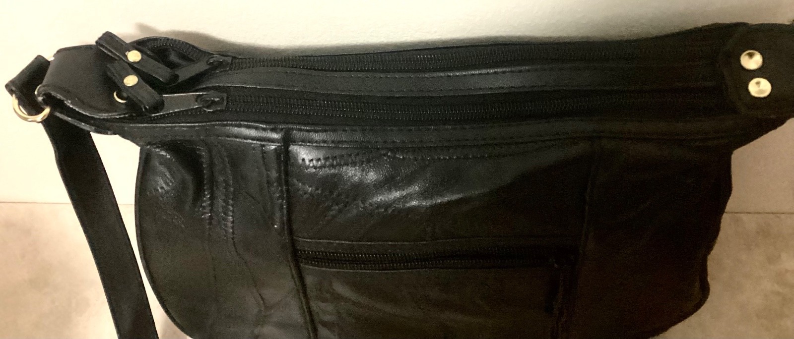 Genuine Leather Black Patchwork Crossbody Bag/Pur… - image 8