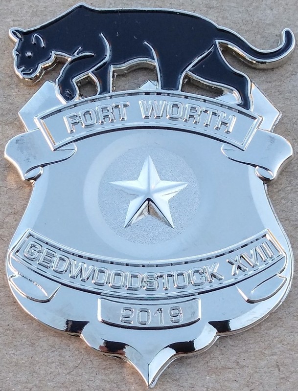 Geowoodstock XVII Panther Badge Geocoin - Activated & Adoptable - TB99HWG