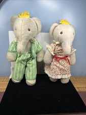 Vintage Babar Celeste Plush Set Elephant Stuffed Animals Eden Toys No Tags